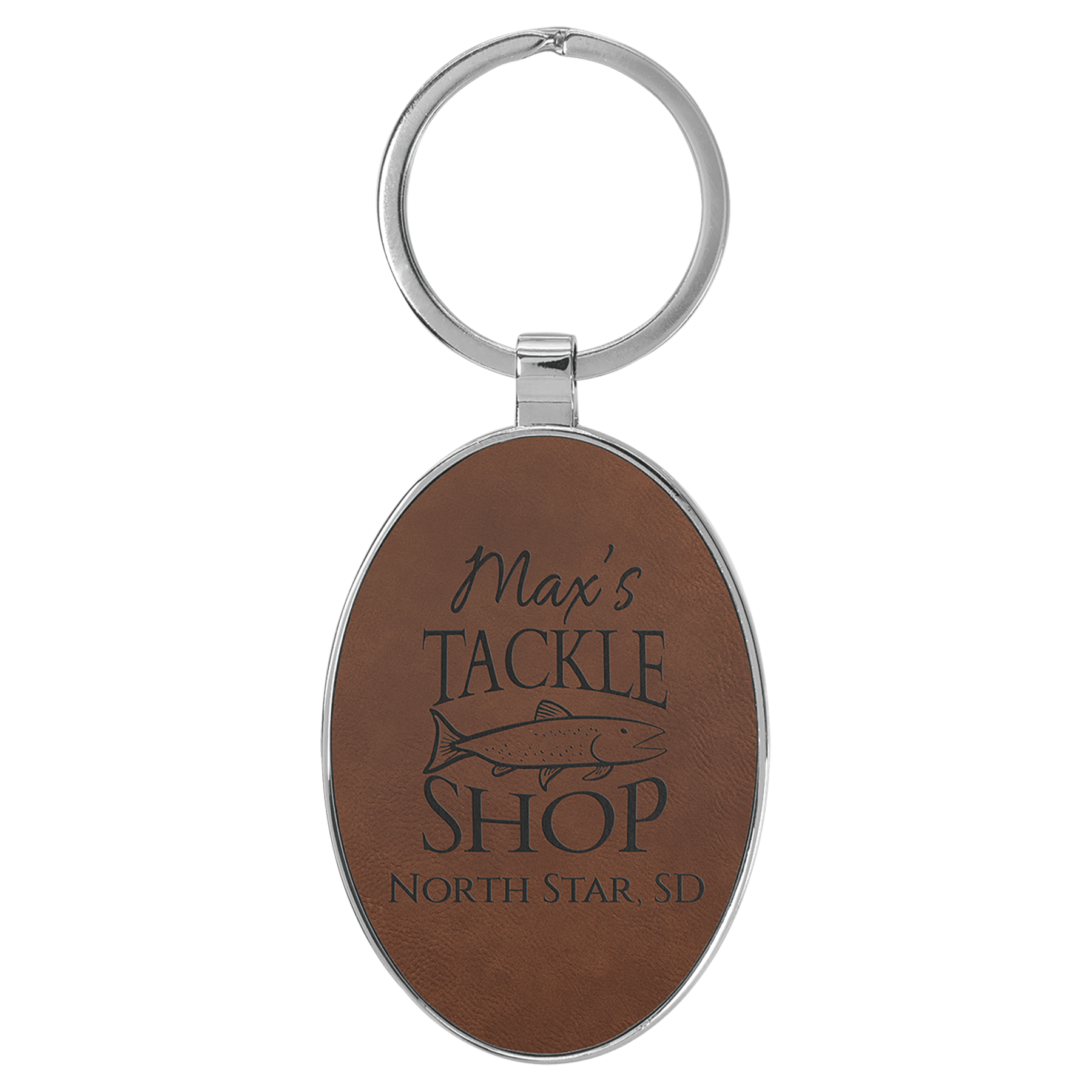 Dark Brown Metal Edge Oval Keychain laser engravable personalized