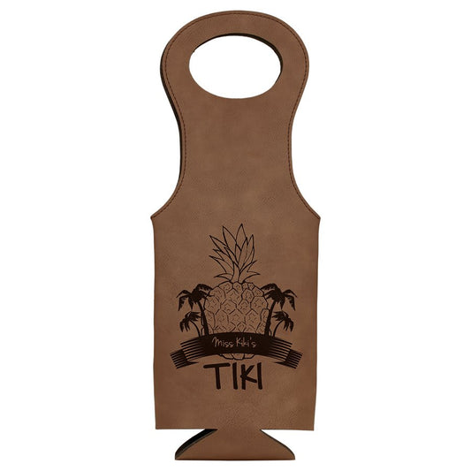 Personalized leatherette wine bag with custom engraved name or monogram, stylish gift for wine lovers