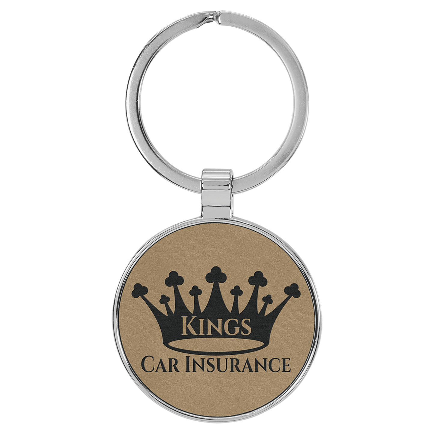 Light Brown laser engravable leatherette round keychain personalized gift