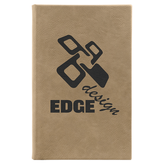 Light Brown 5 1/4" x 8 1/4" laser engravable leatherette sketchbook personalized gift