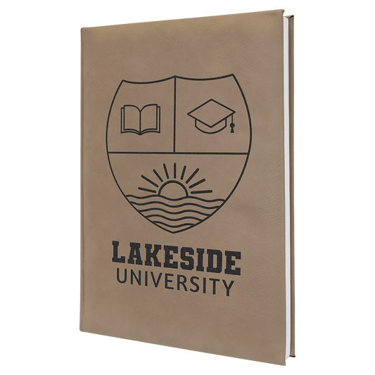 Light Brown 7" x 9 3/4" laser engravable leatherette journal personalized gift