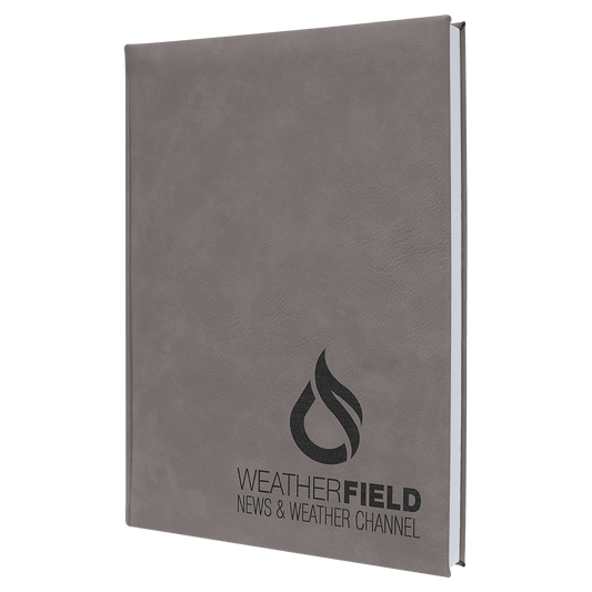 7" x 9 3/4" Gray Laserable Leatherette Journal with Lined Notepad