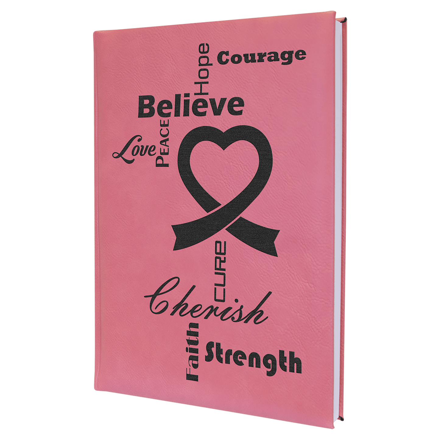 7" x 9 3/4" Pink Laserable Leatherette Journal with Lined Notepad