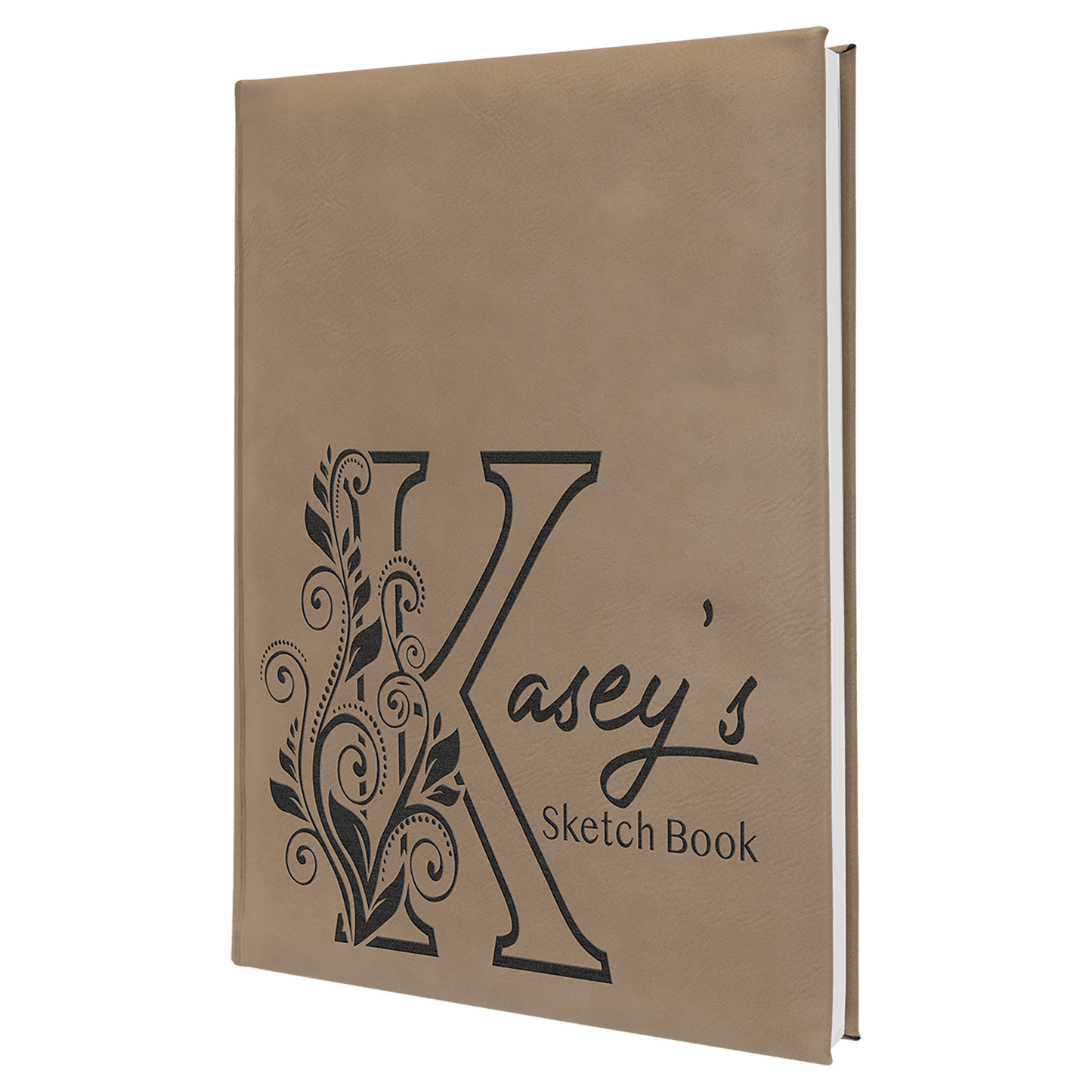 Light Brown 7" x 9 3/4" Laserable Leatherette Sketch Book with Unlined Notepad
