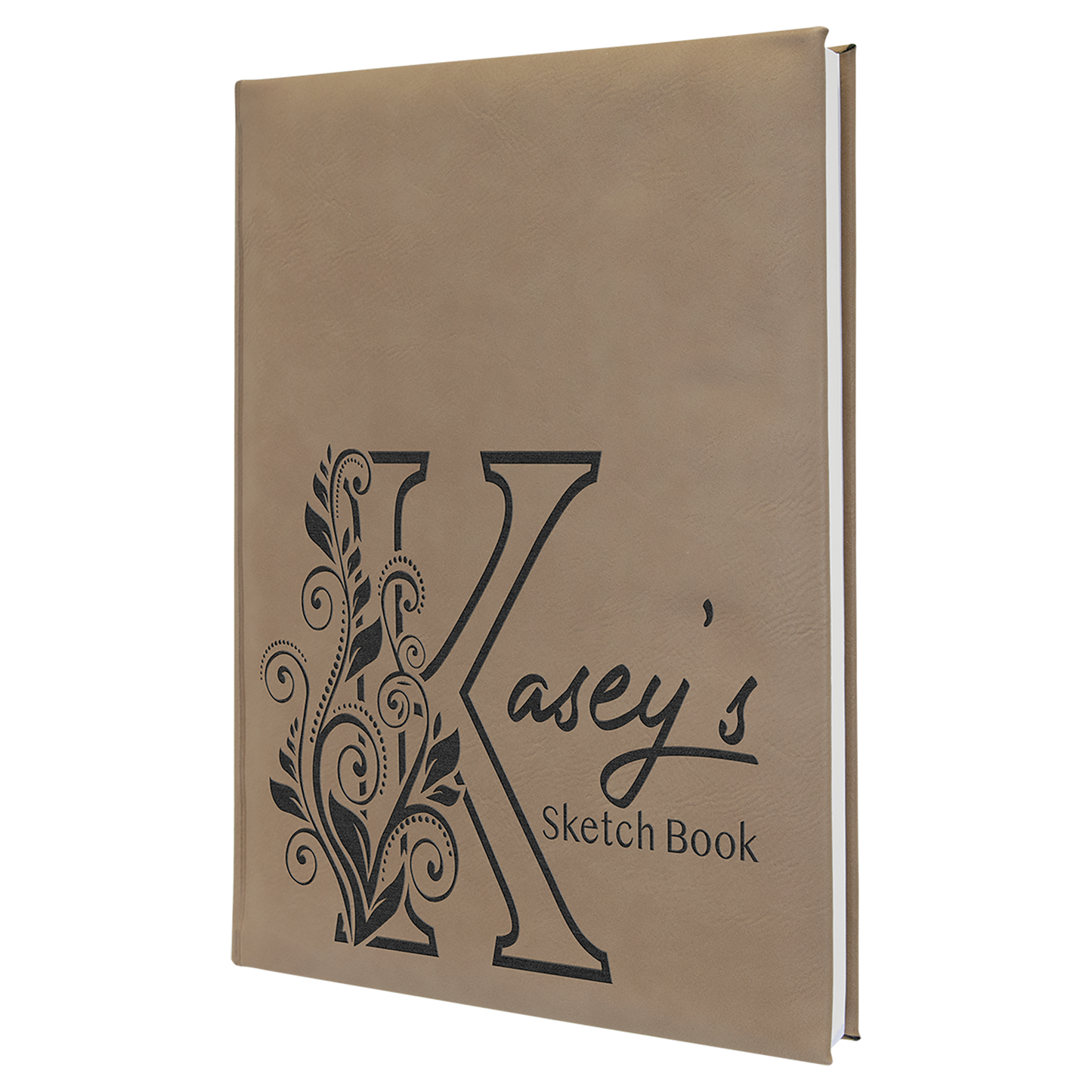 Personalized 7" x 9 1/2" Leatherette Sketch Book with Unlined Notepad