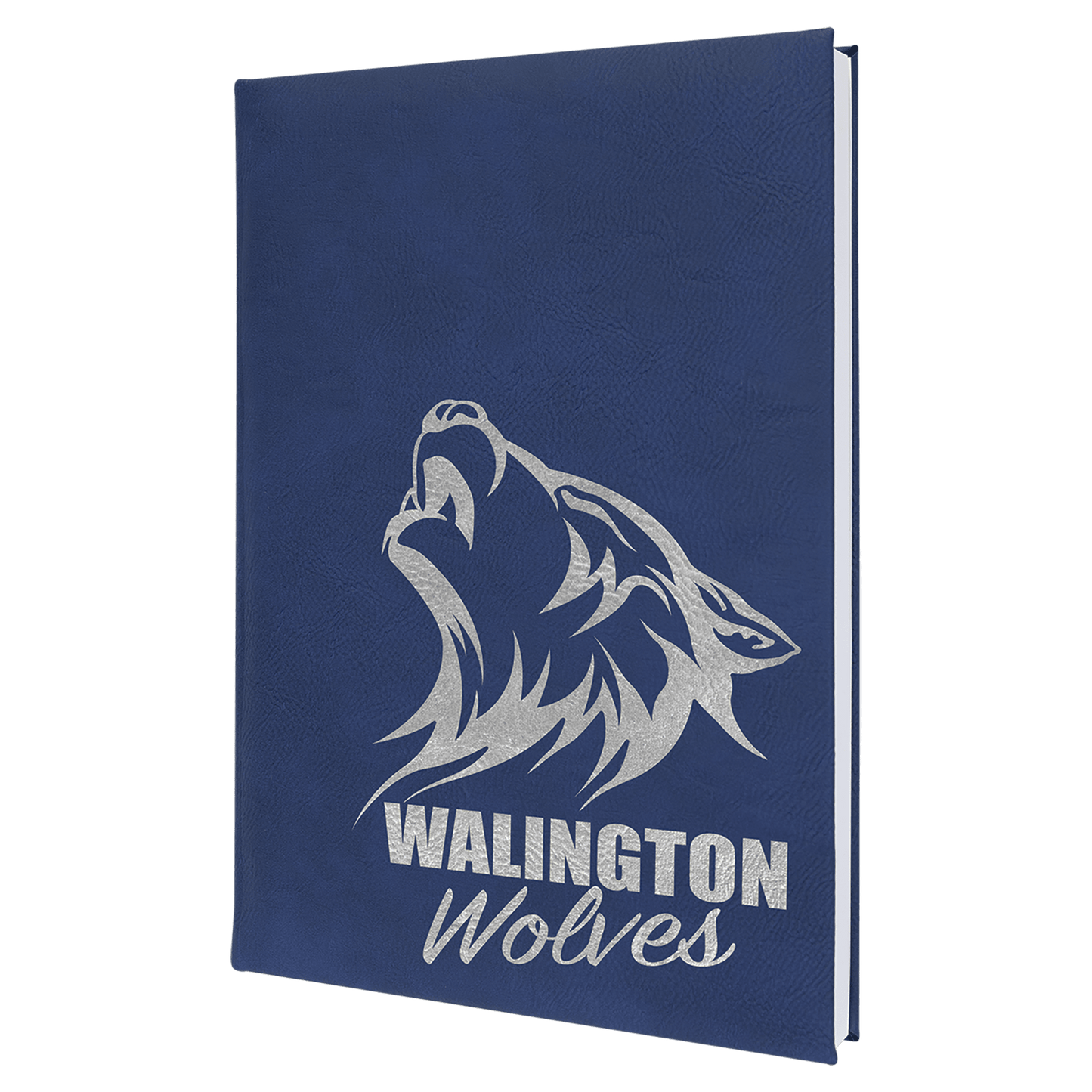 7" x 9 3/4" Blue/Silver Laserable Leatherette Sketch Book with Unlined Notepad