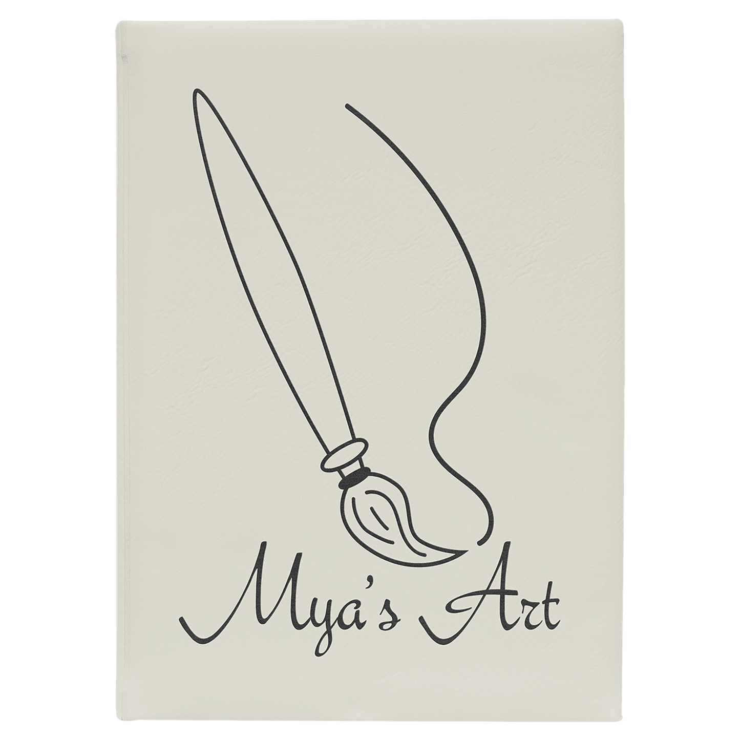 7" x 9 3/4" White/Black Laserable Leatherette Sketch Book with Unlined Notepad