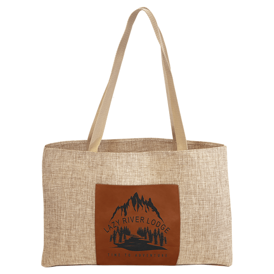 Rawhide 19" x 12" laser engravable leatherette burlap bag personalized gift