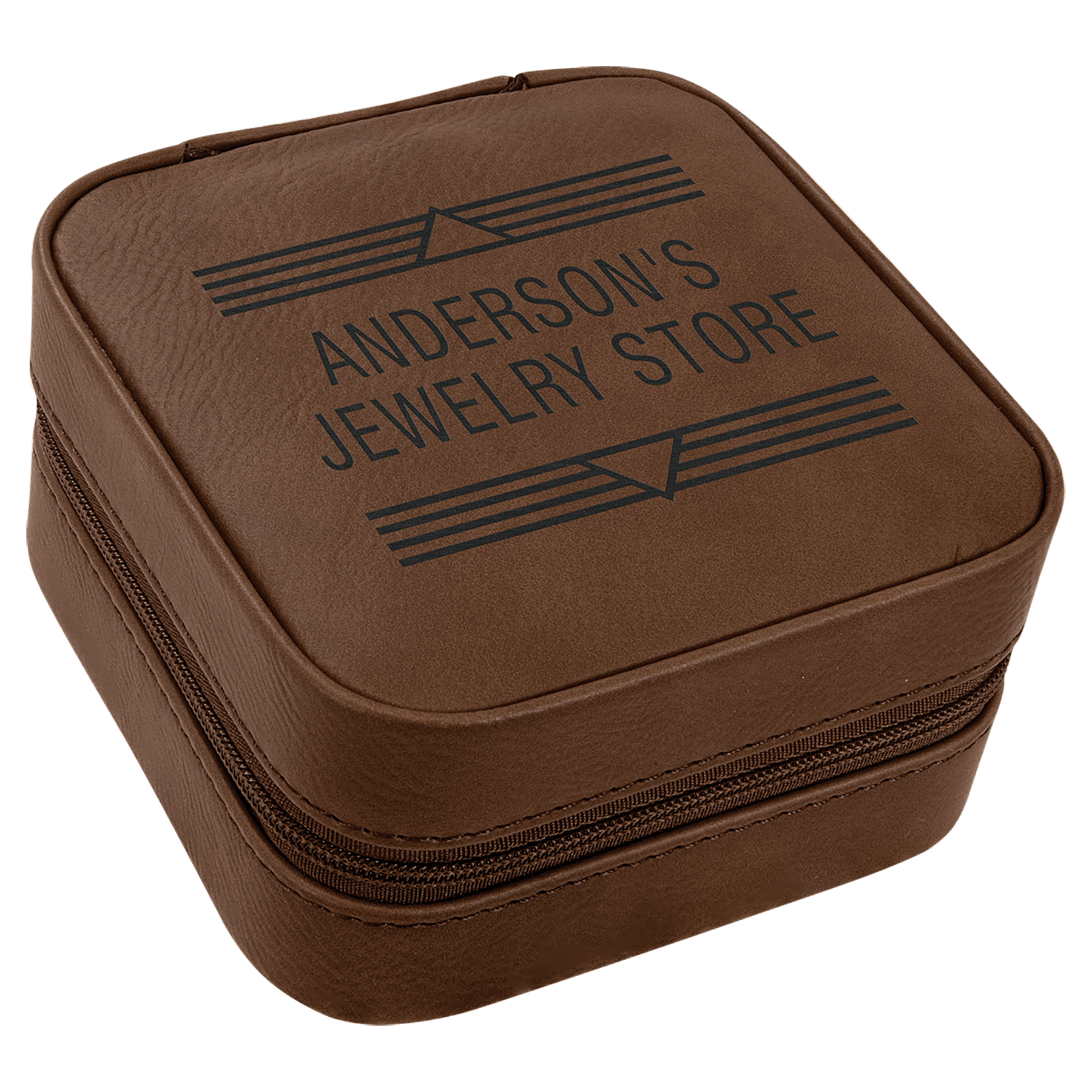 Dark Brown laser engravable leatherette travel jewelry box personalized gift