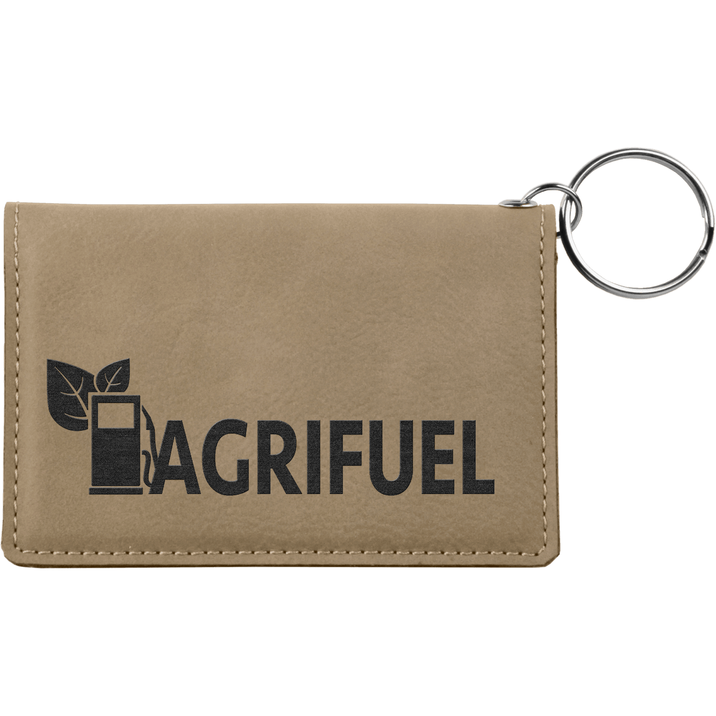 Light Brown 4 1/4" x 3" laser engravable leatherette id holder personalized gift