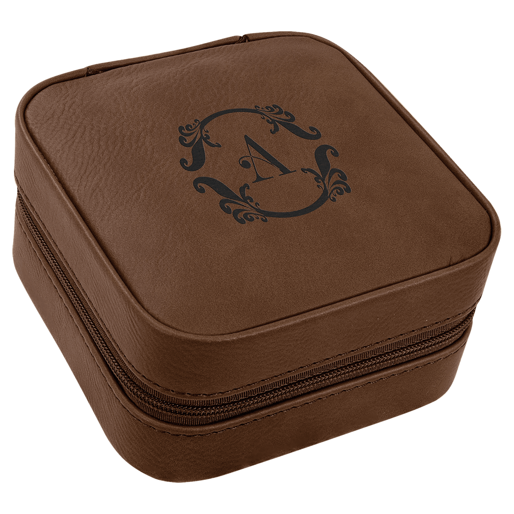 Dark Brown Laserable Leatherette Travel Jewelry Box with Black laser engravable leatherette travel jewelry box personalized…