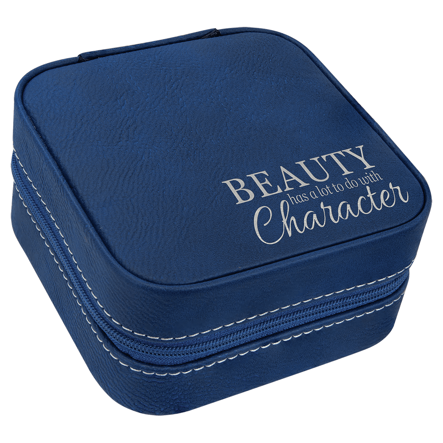 Blue/Silver Laserable Leatherette Travel Jewelry Box with Black laser engravable leatherette travel jewelry box…