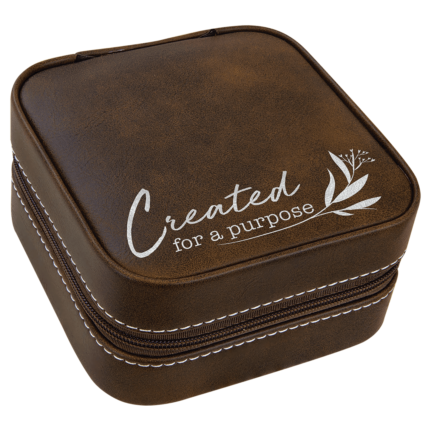 Rustic/Silver Laserable Leatherette Travel Jewelry Box with Black laser engravable leatherette travel jewelry box…