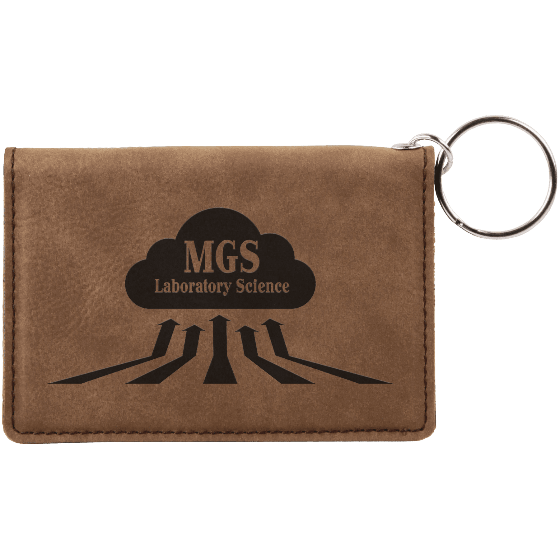 Dark Brown 4 1/4" x 3" laser engravable leatherette id holder personalized gift