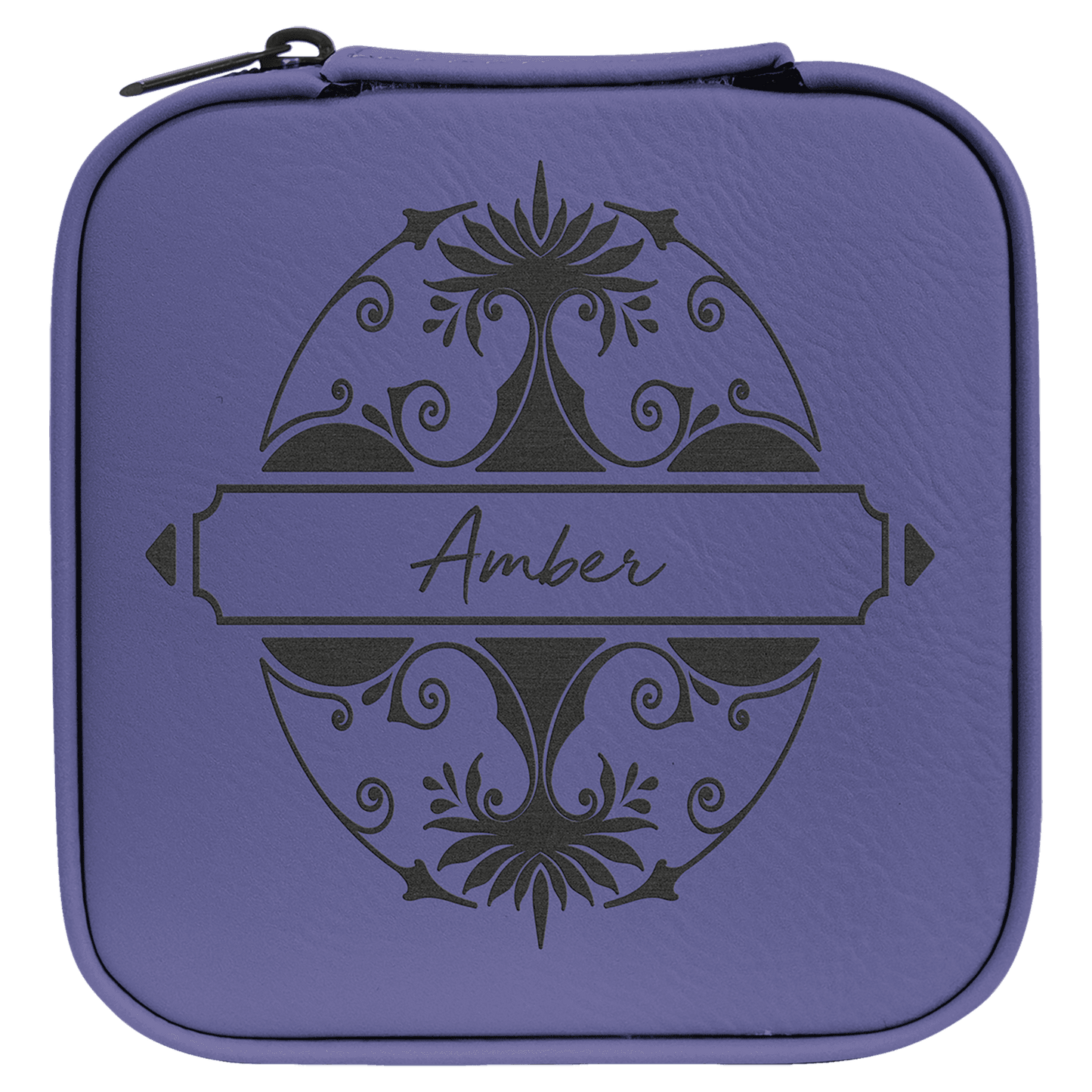 Purple/Black Laserable Leatherette Travel Jewelry Box with Black laser engravable leatherette travel jewelry box…