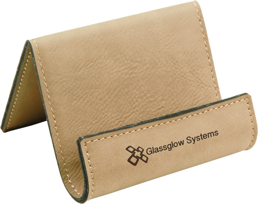 Light Brown 3 1/2" x 2 1/2" Laserable Leatherette Holder Easel