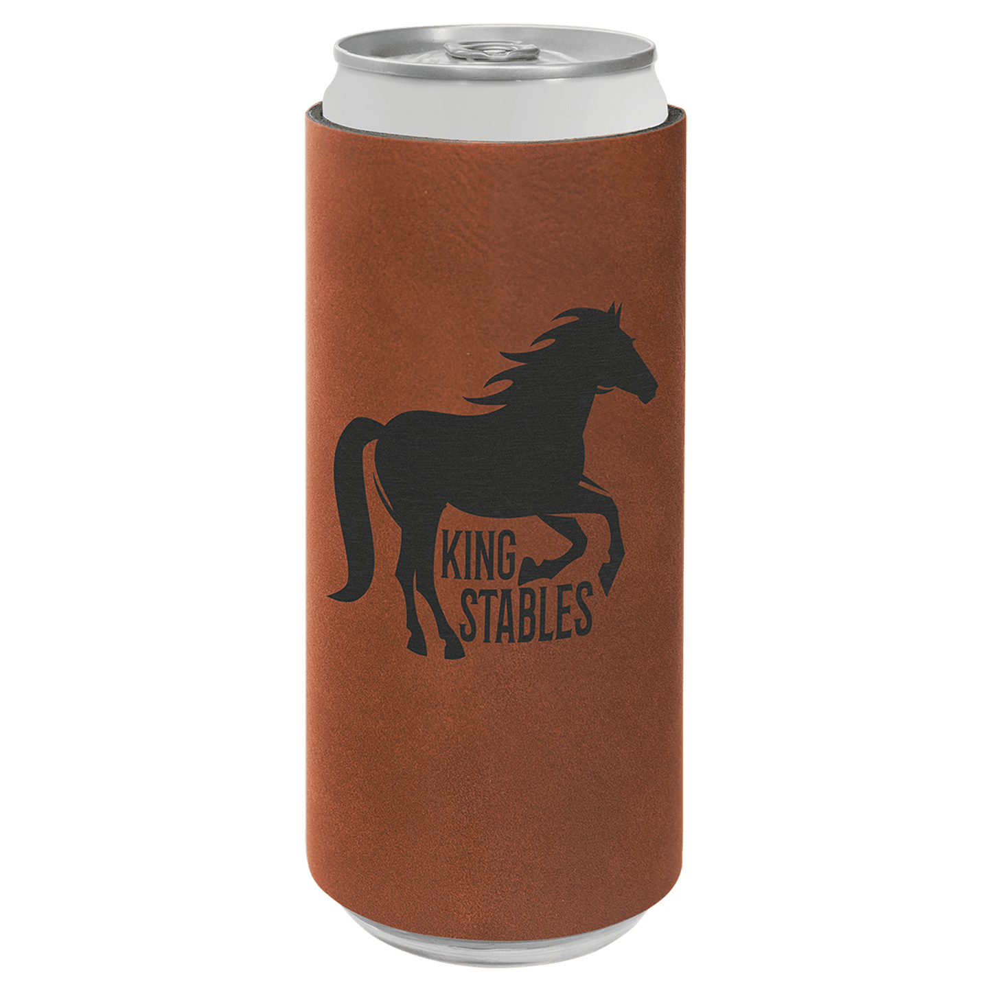 Personalized leatherette slim can and bottle holder with custom engraved name or monogram