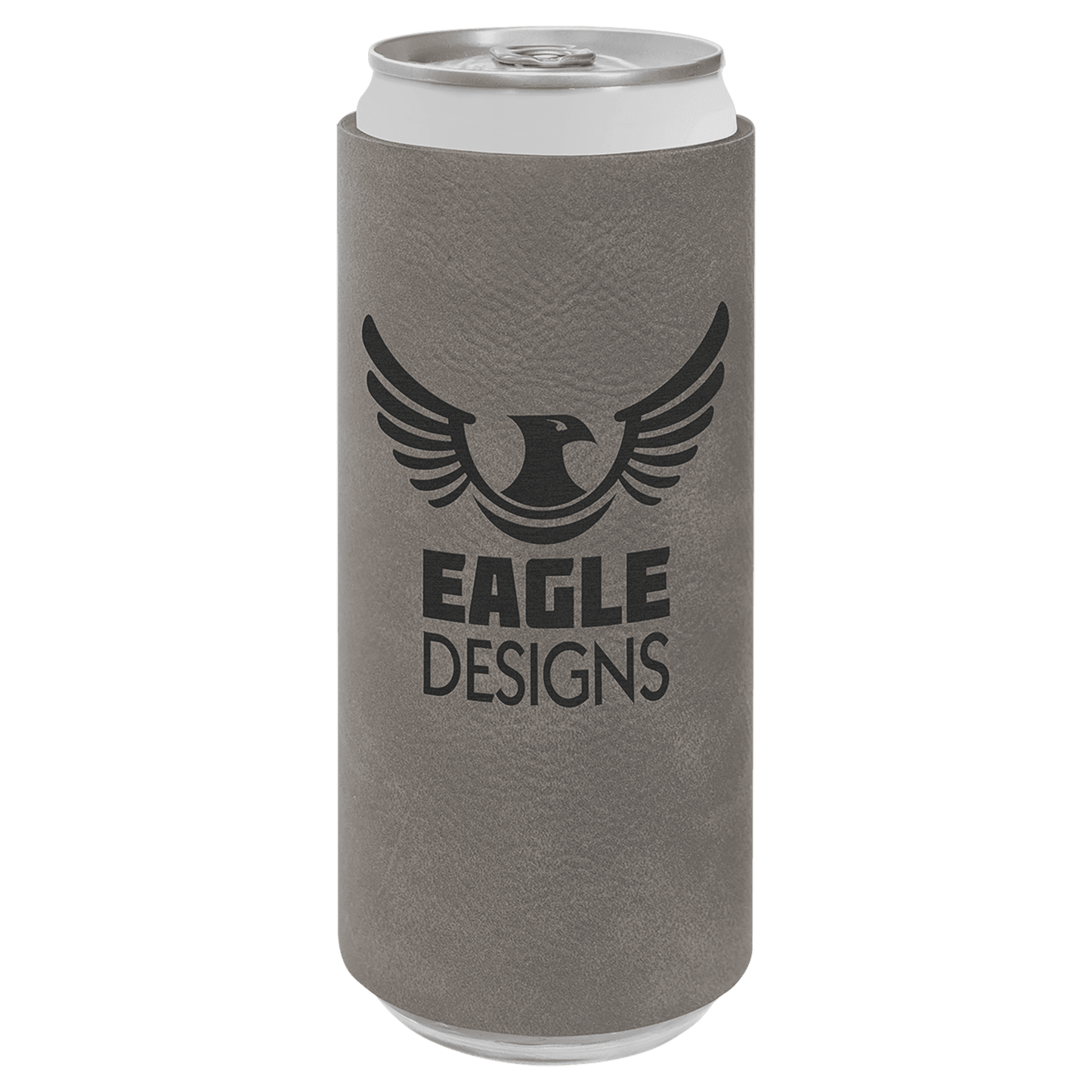 Personalized leatherette slim can and bottle holder with custom engraved name or monogram