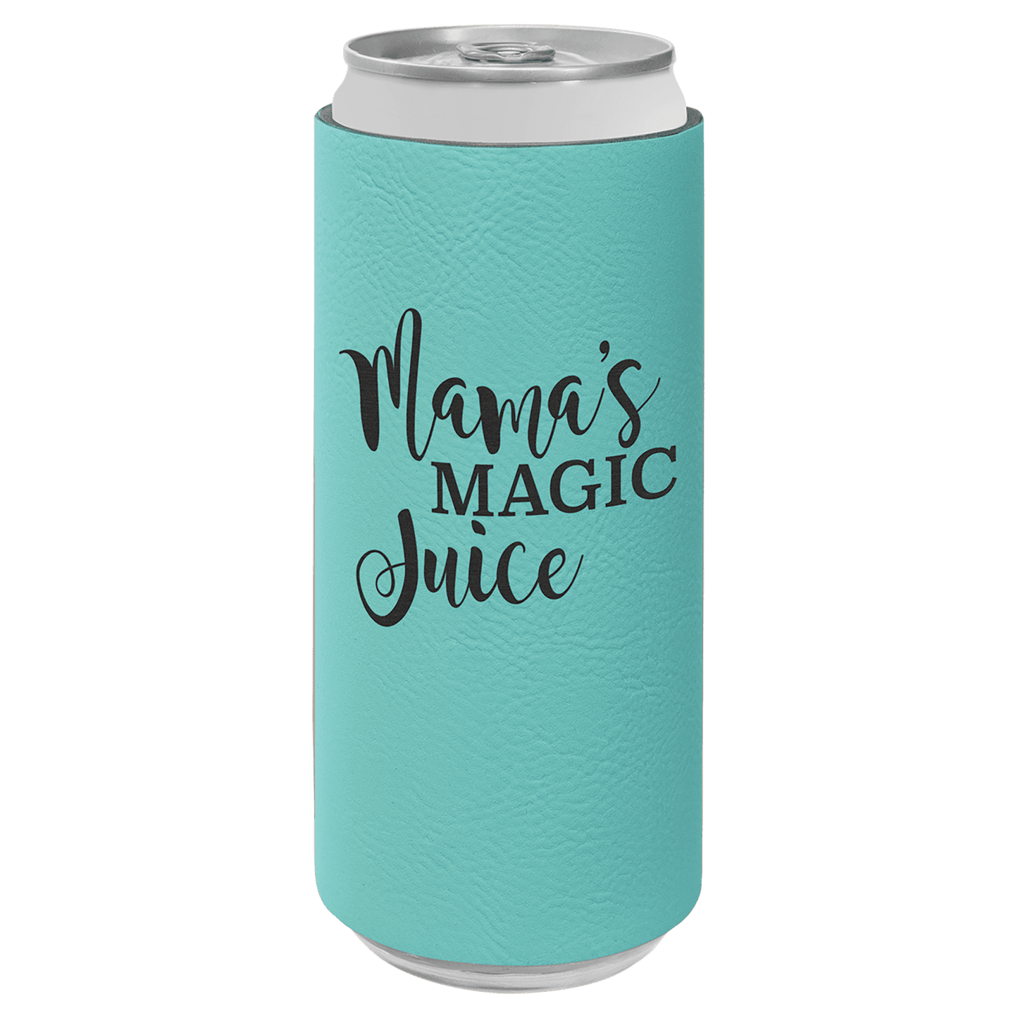 Personalized leatherette slim can and bottle holder with custom engraved name or monogram