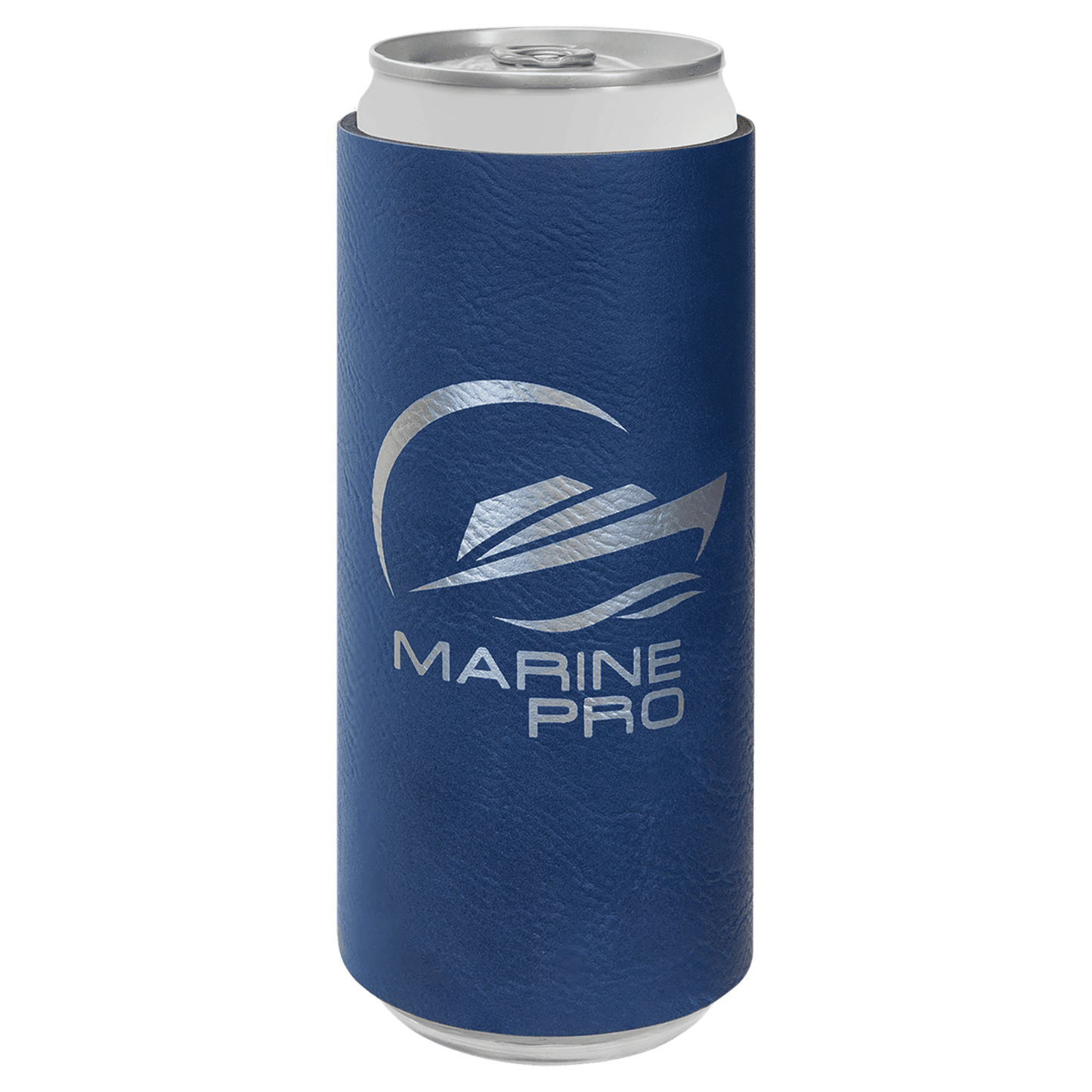 Personalized leatherette slim can and bottle holder with custom engraved name or monogram