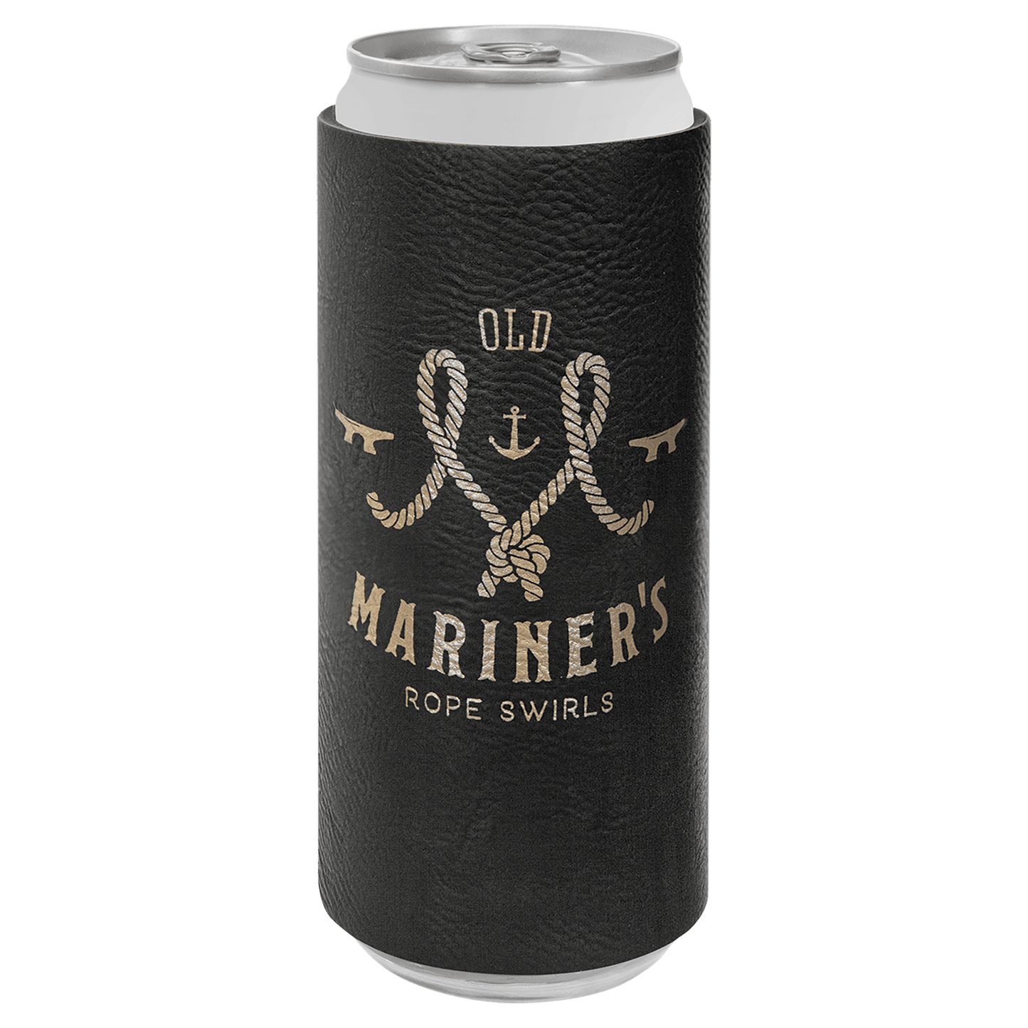 Personalized leatherette slim can and bottle holder with custom engraved name or monogram