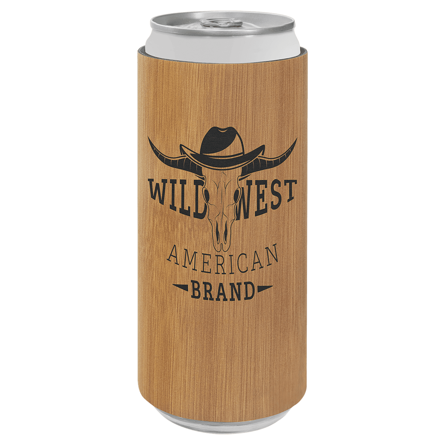 Personalized leatherette slim can and bottle holder with custom engraved name or monogram