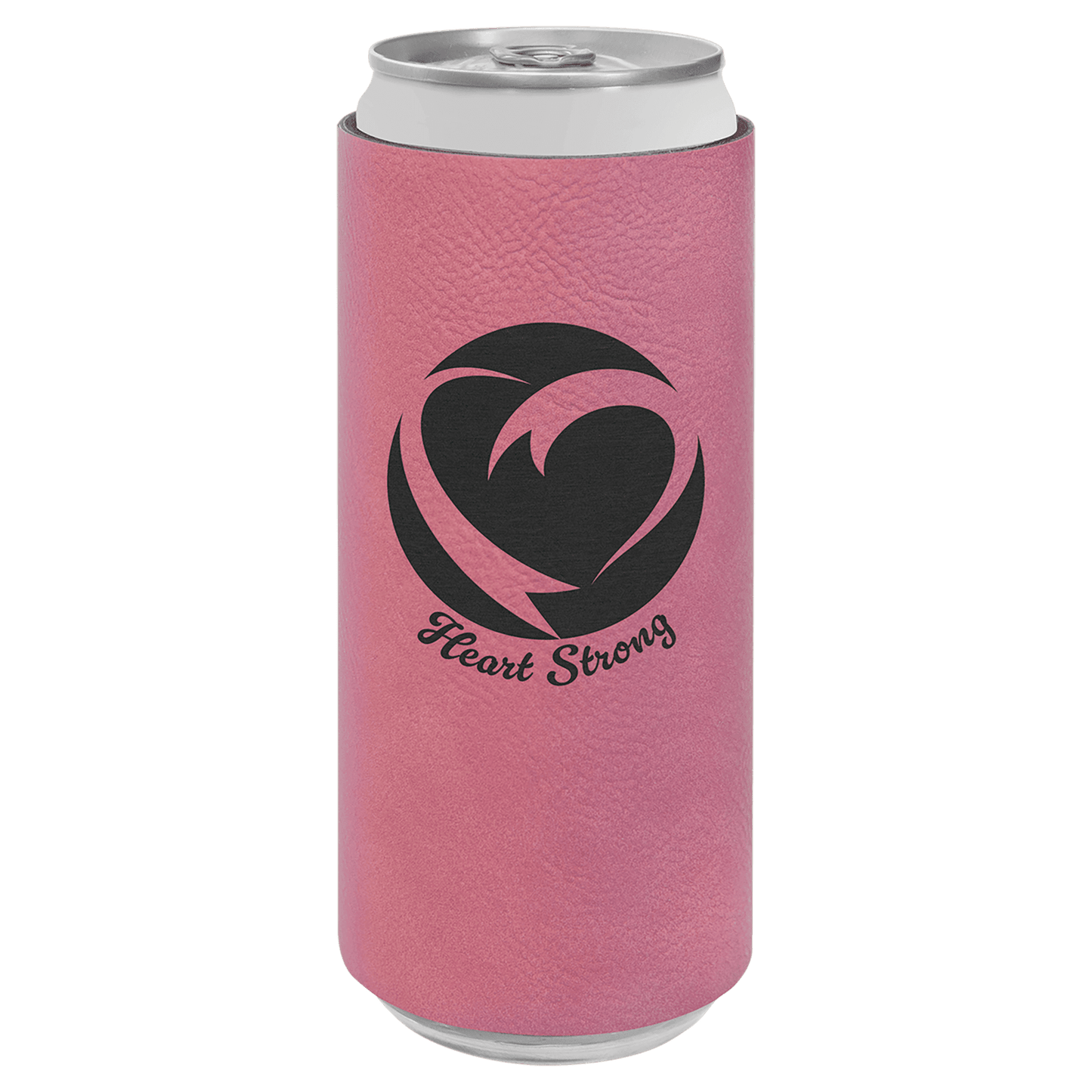 Personalized leatherette slim can and bottle holder with custom engraved name or monogram