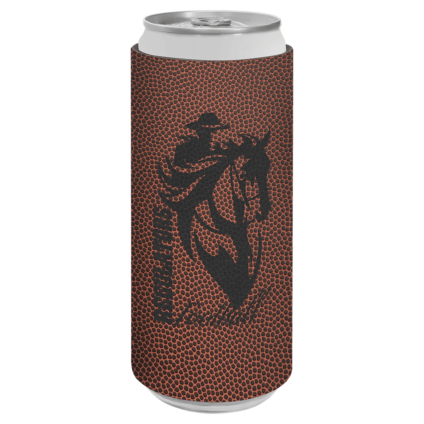 Personalized leatherette slim can and bottle holder with custom engraved name or monogram