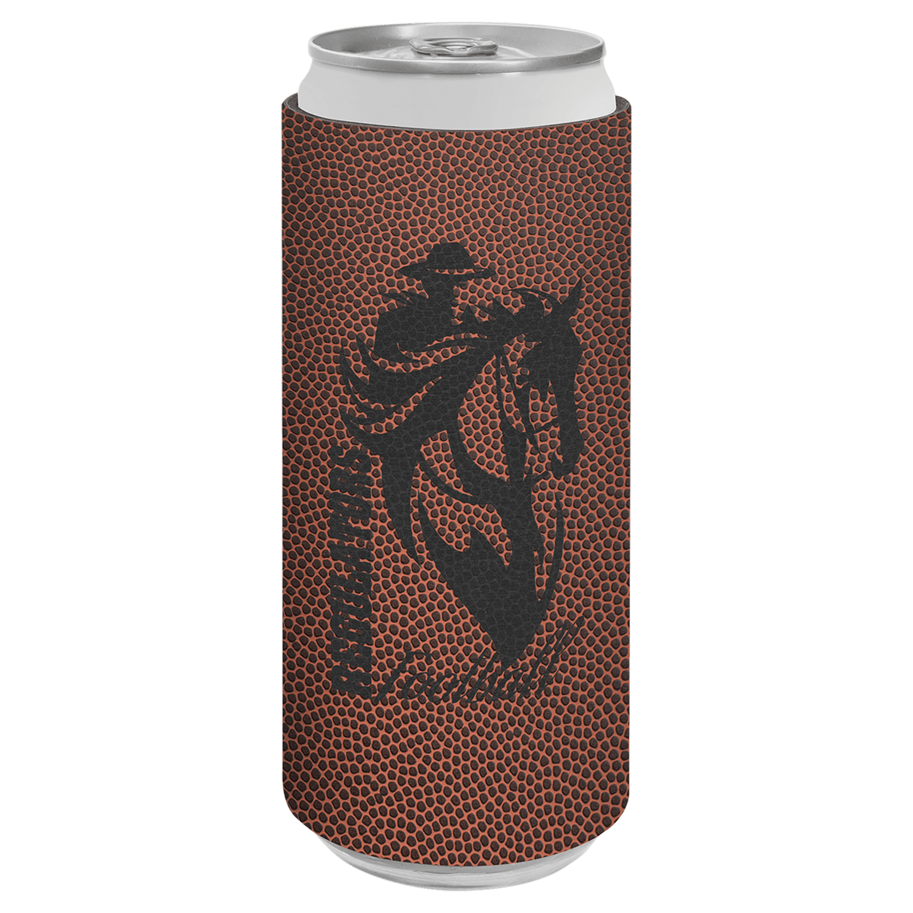 Personalized leatherette slim can and bottle holder with custom engraved name or monogram