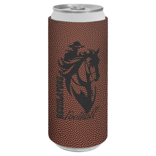 Personalized leatherette slim can and bottle holder with custom engraved name or monogram