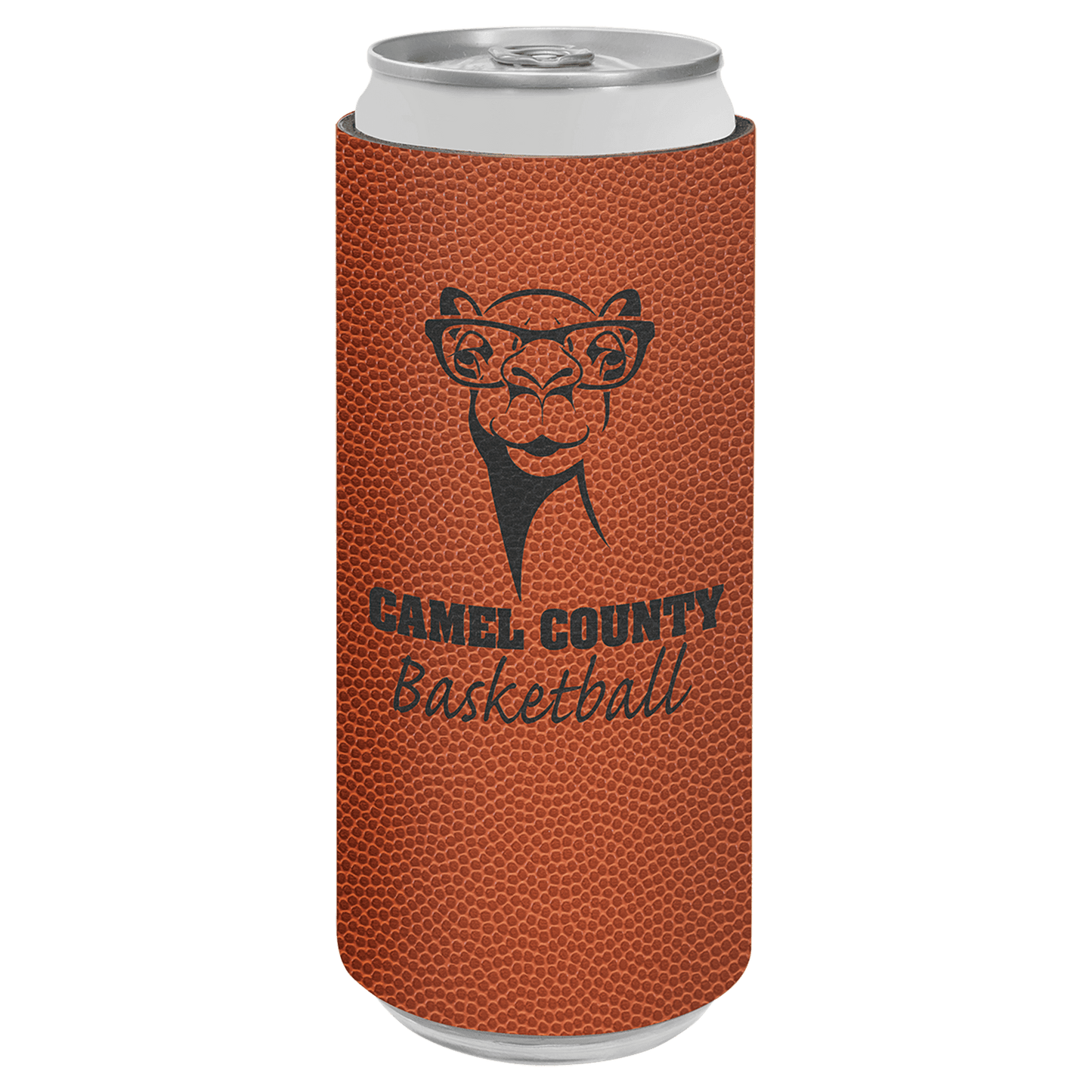 Personalized leatherette slim can and bottle holder with custom engraved name or monogram