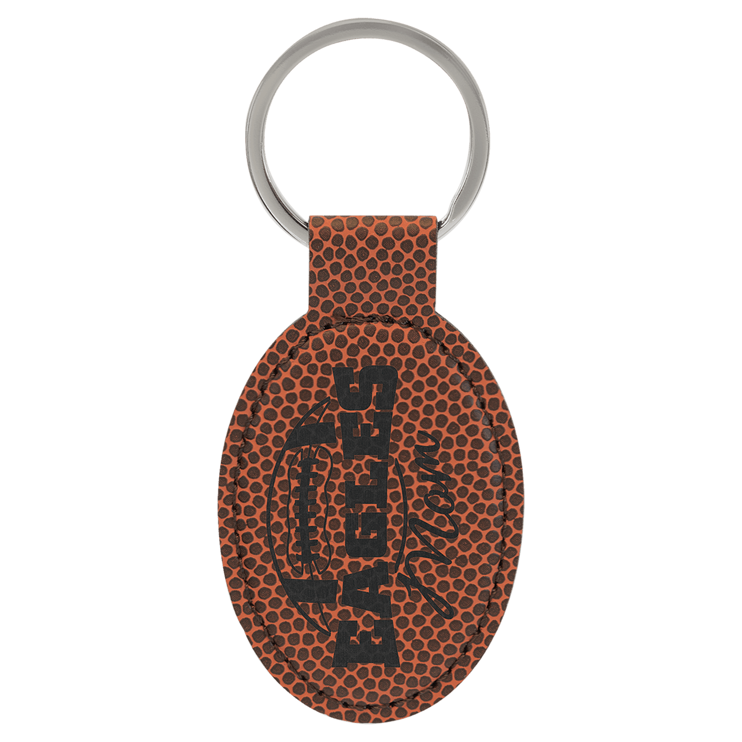 Football laser engravable leatherette oval keychain personalized gift