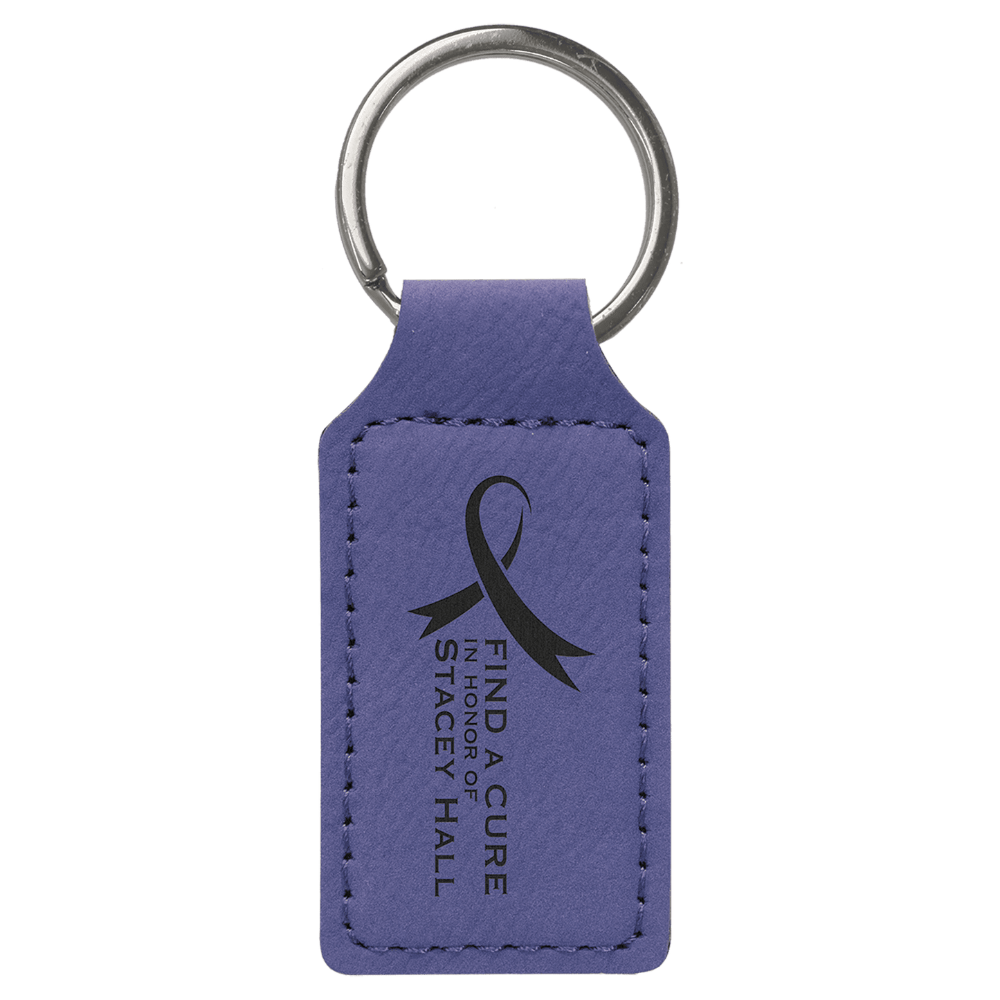 Purple laser engravable leatherette rectangle keychain personalized gift