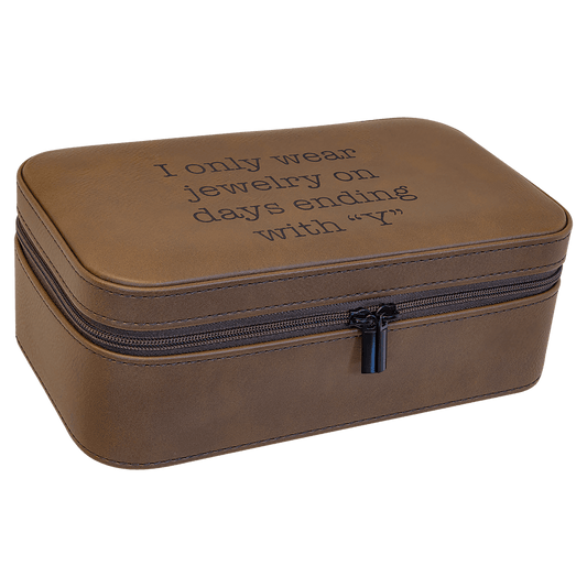 Dark Brown laser engravable leatherette  jewelry box personalized gift