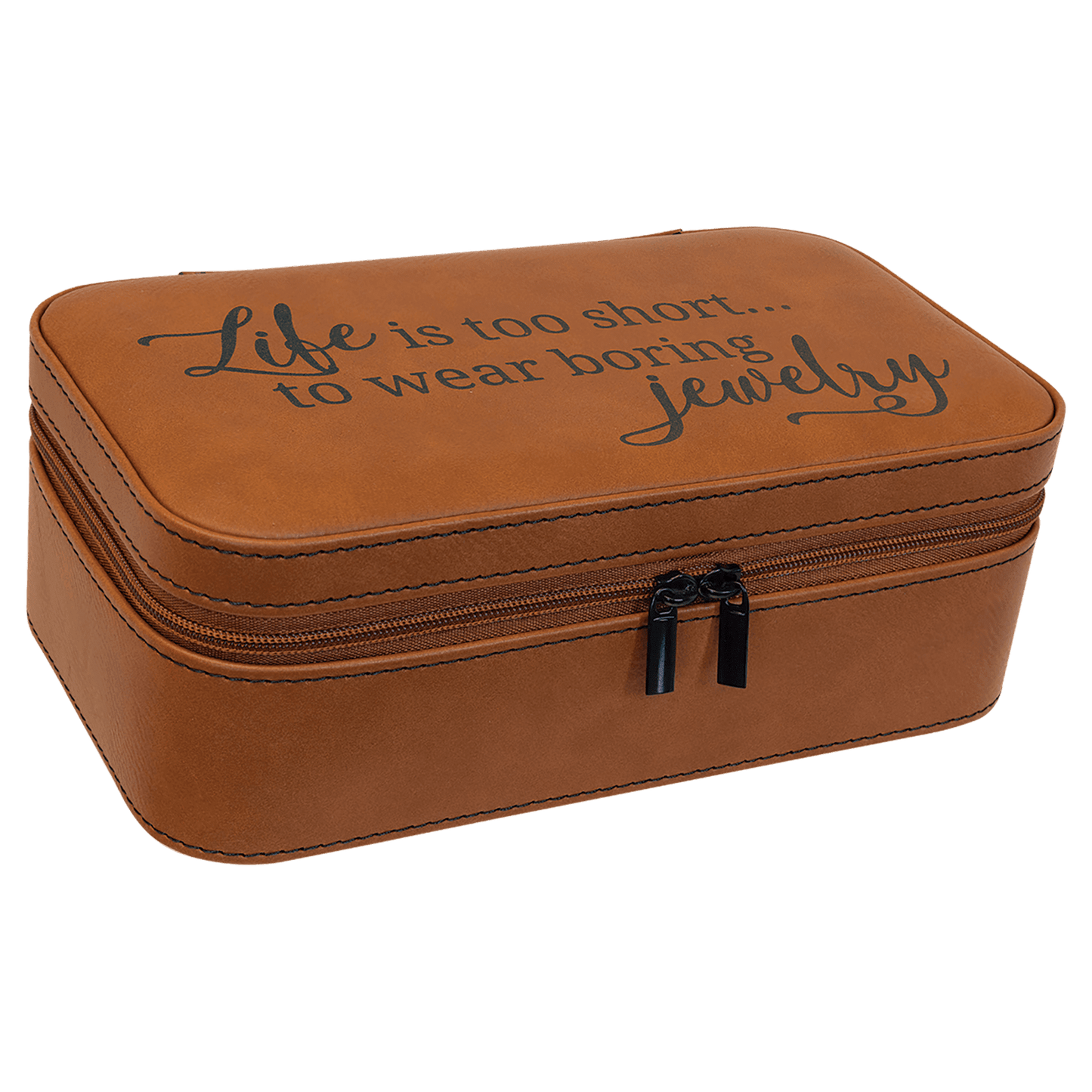Rawhide laser engravable leatherette  jewelry box personalized gift