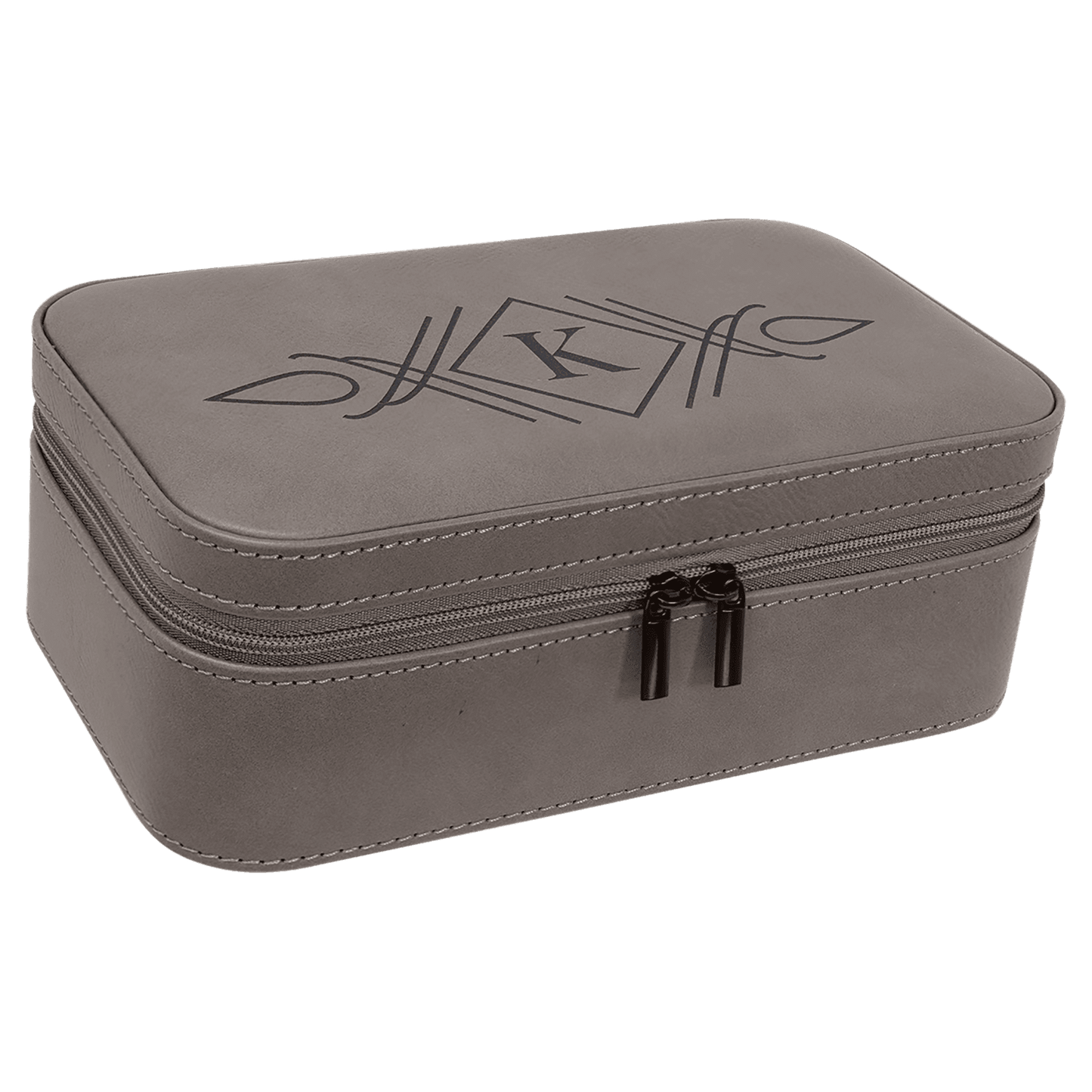 Gray laser engravable leatherette  jewelry box personalized gift