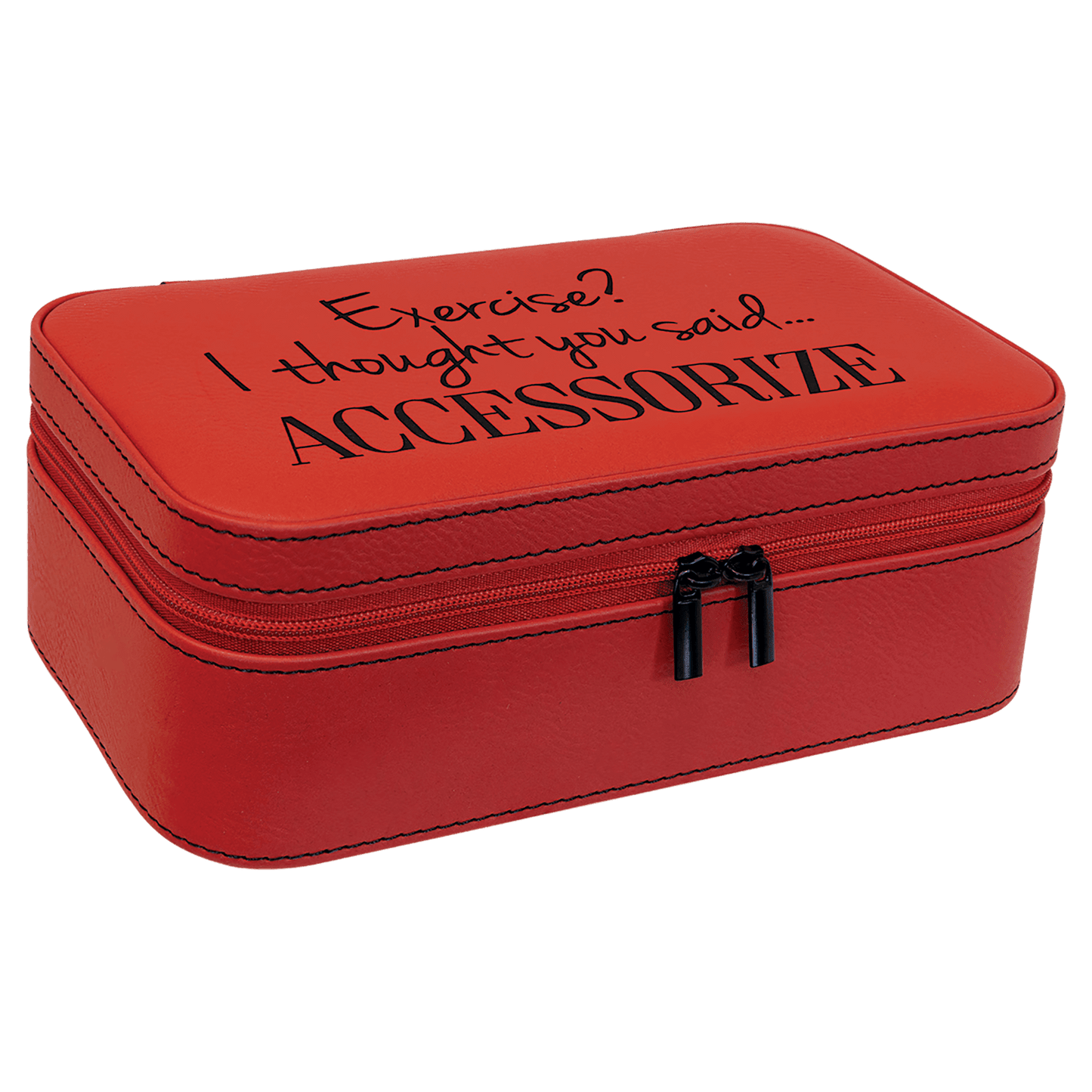 Red laser engravable leatherette  jewelry box personalized gift