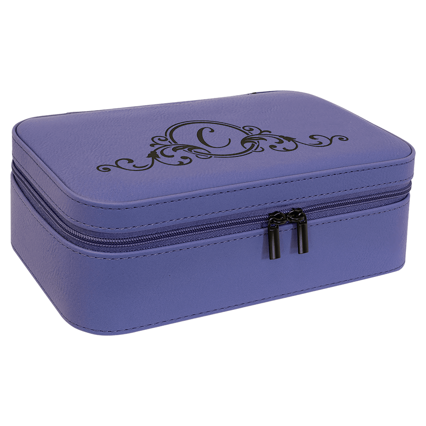 Purple laser engravable leatherette  jewelry box personalized gift
