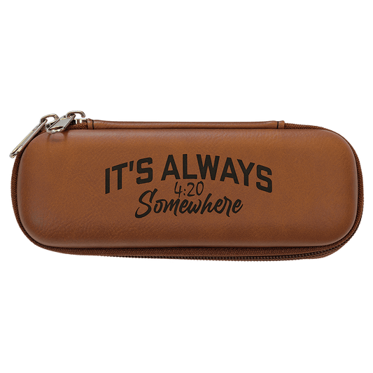 7" x 2 1/2" x 1 3/4" laser engravable leatherette smoke case personalized gift