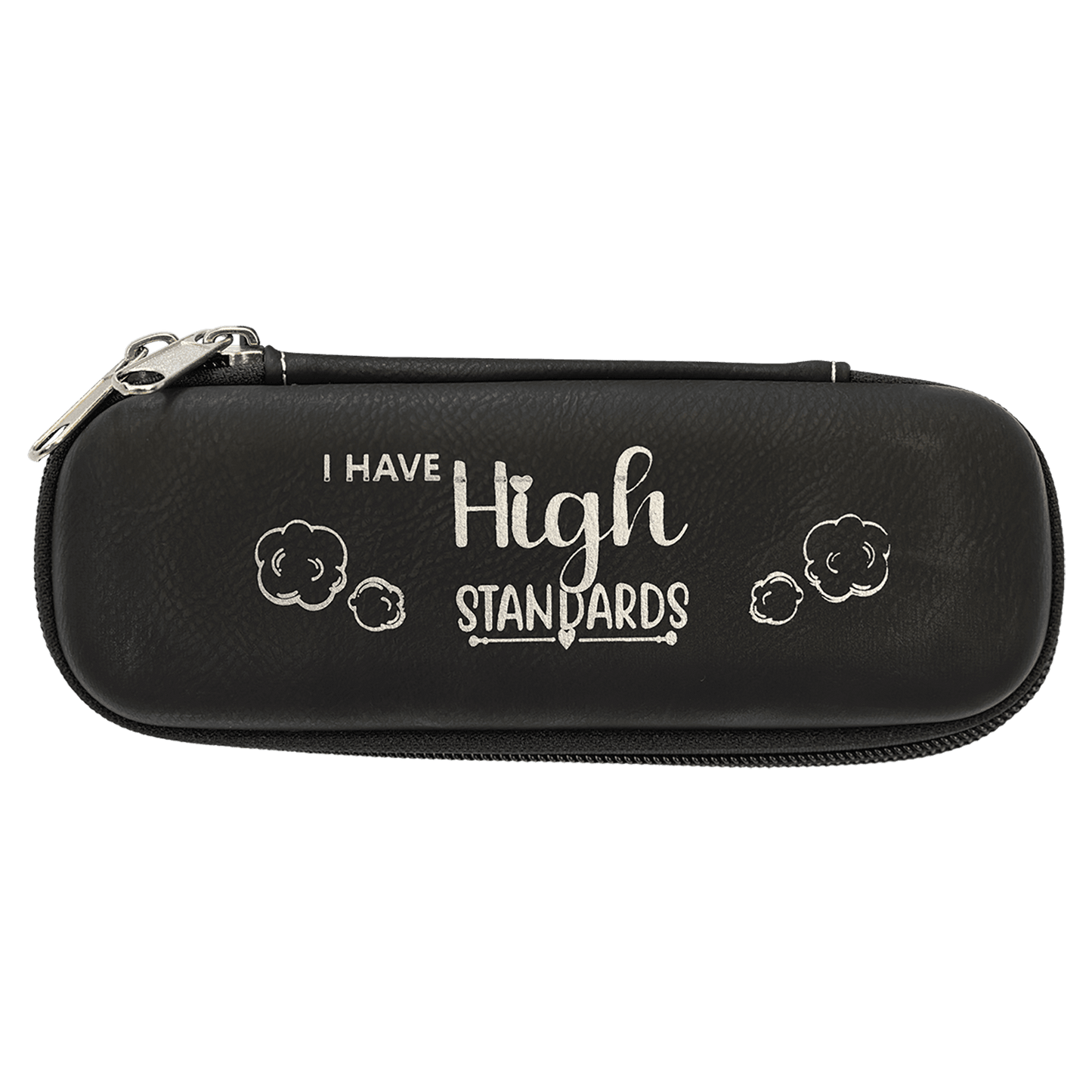 Black/Silver 7" x 2 1/2" x 1 3/4" laser engravable leatherette smoke case personalized gift