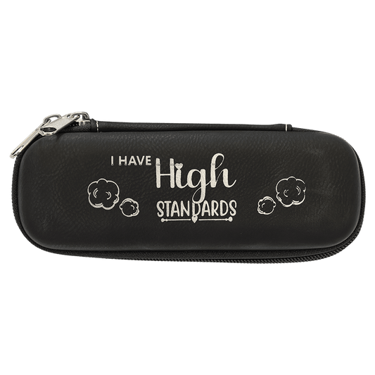 Black/Silver 7" x 2 1/2" x 1 3/4" laser engravable leatherette smoke case personalized gift