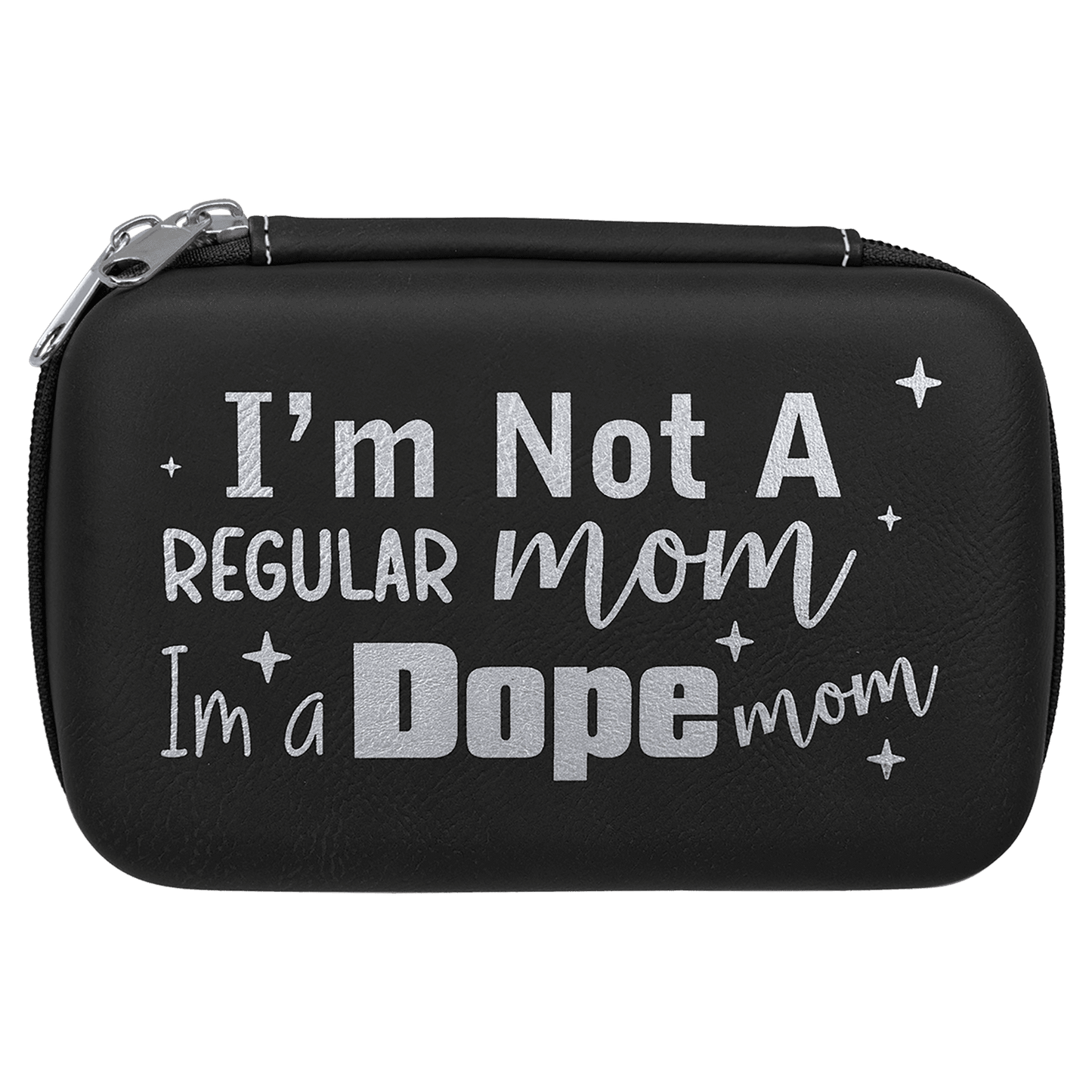 Black/Silver 7" x 4" x 2 1/2" laser engravable leatherette smoke case personalized gift