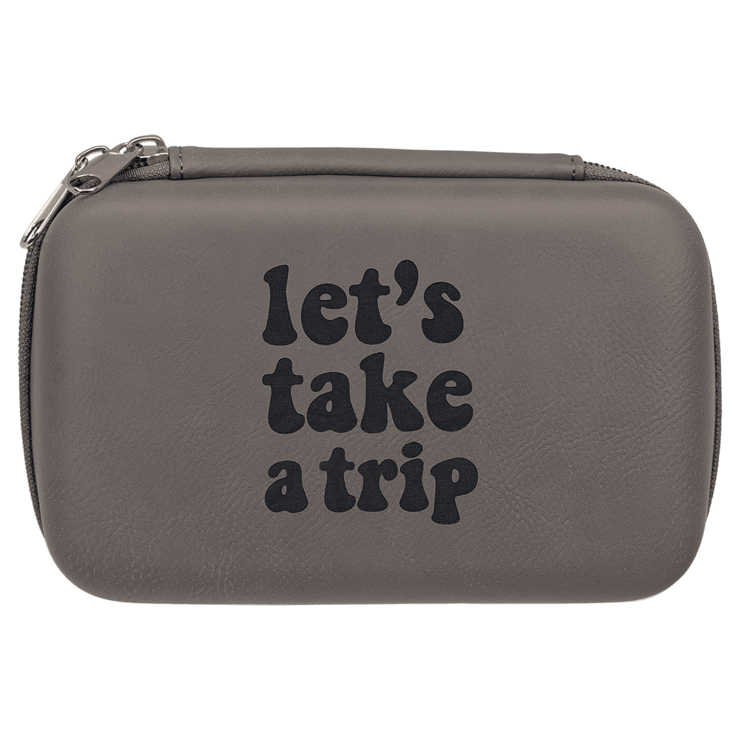Gray 7" x 4" x 2 1/2" laser engravable leatherette smoke case personalized gift