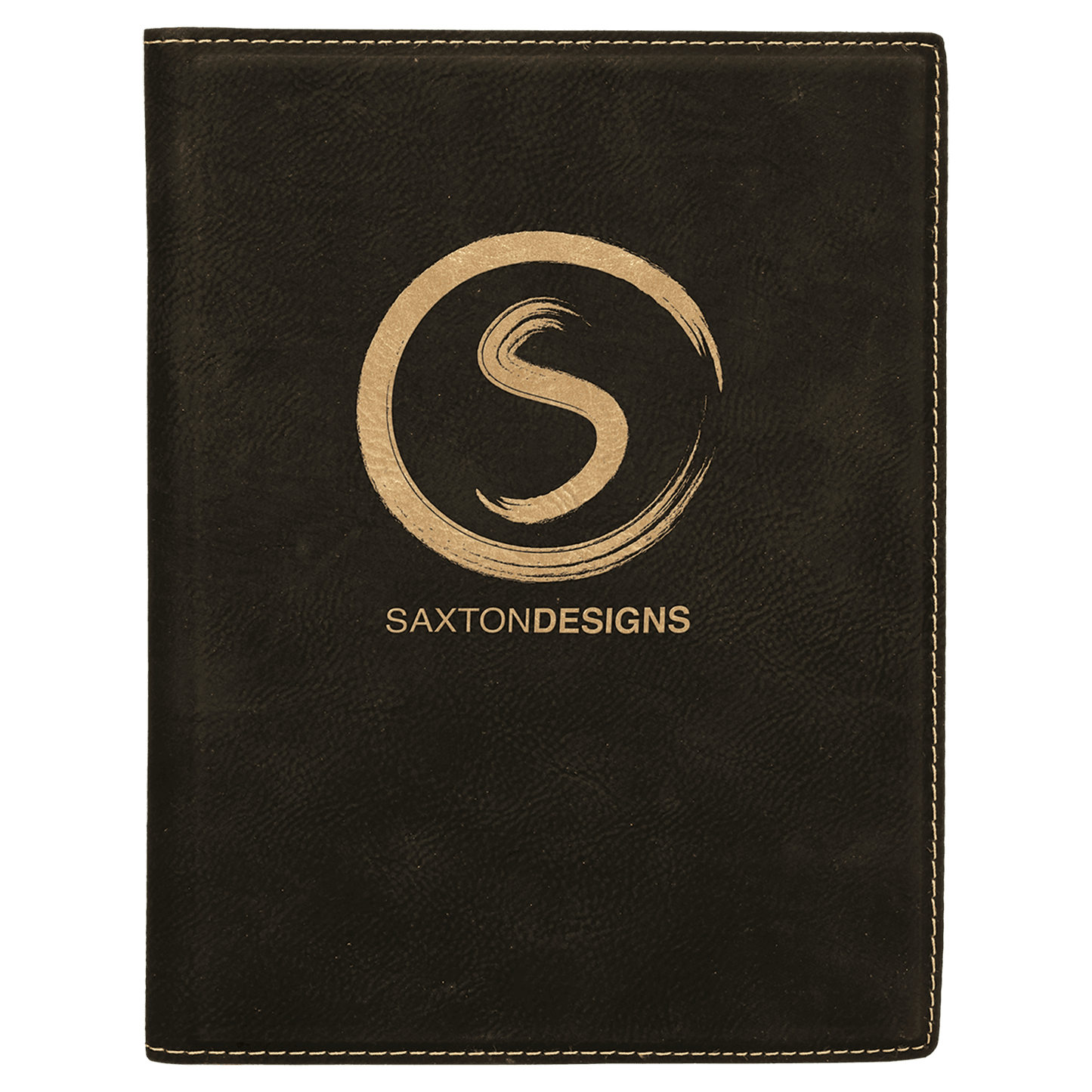 7" x 9" Black/Gold Laserable Leatherette Small Portfolio with Notepad