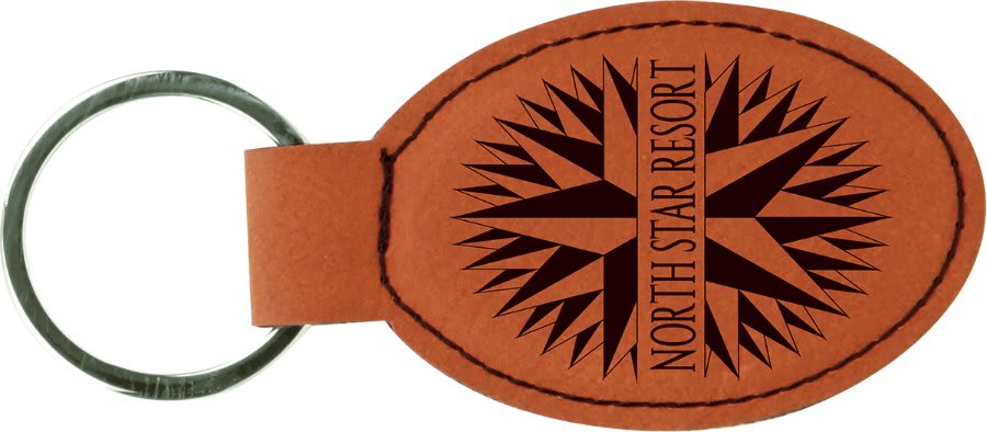Rawhide laser engravable leatherette oval keychain personalized gift