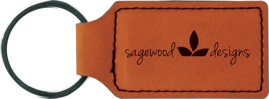 2 3/4" x 1 1/4" Rawhide Laserable Leatherette Rectangle Keychain