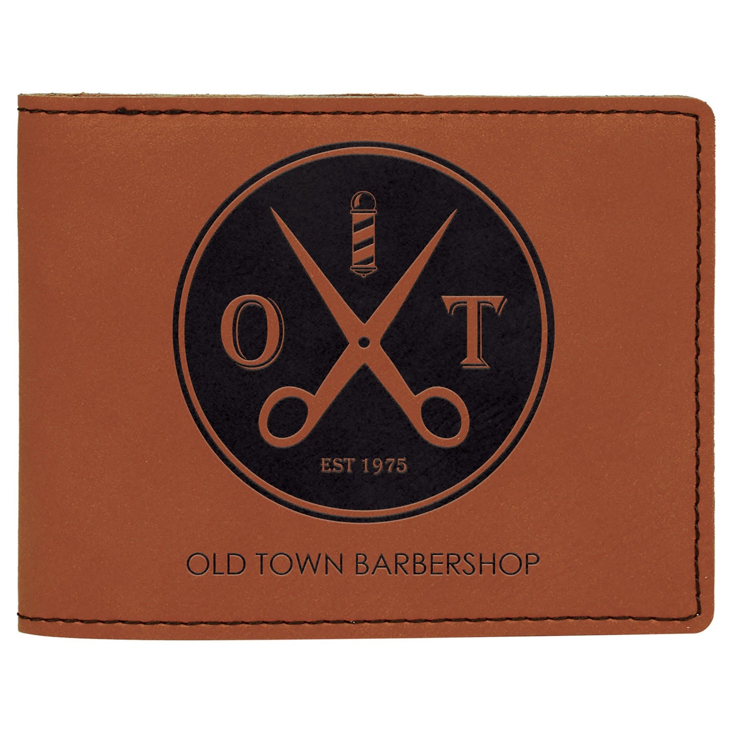 Rawhide laser engravable leatherette bifold wallet personalized gift