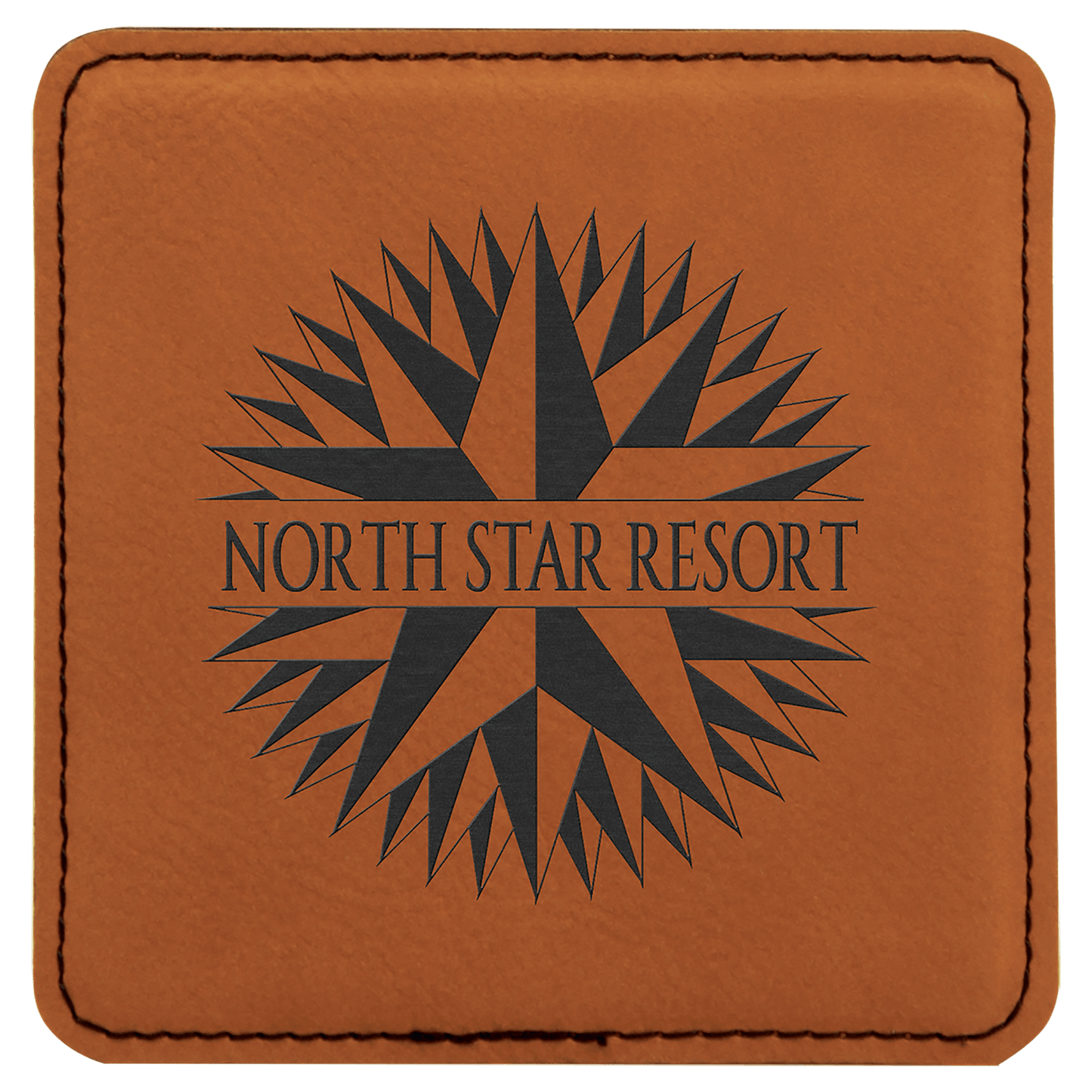 Personalized 4 inch square leatherette coaster with custom engraved name or monogram