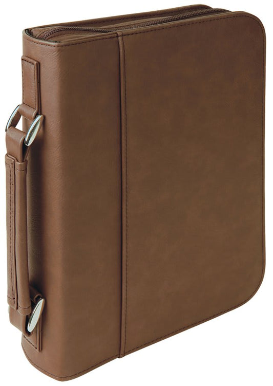 Dark Brown 7 1/2" x 10 3/4" laser engravable leatherette bible cover personalized gift