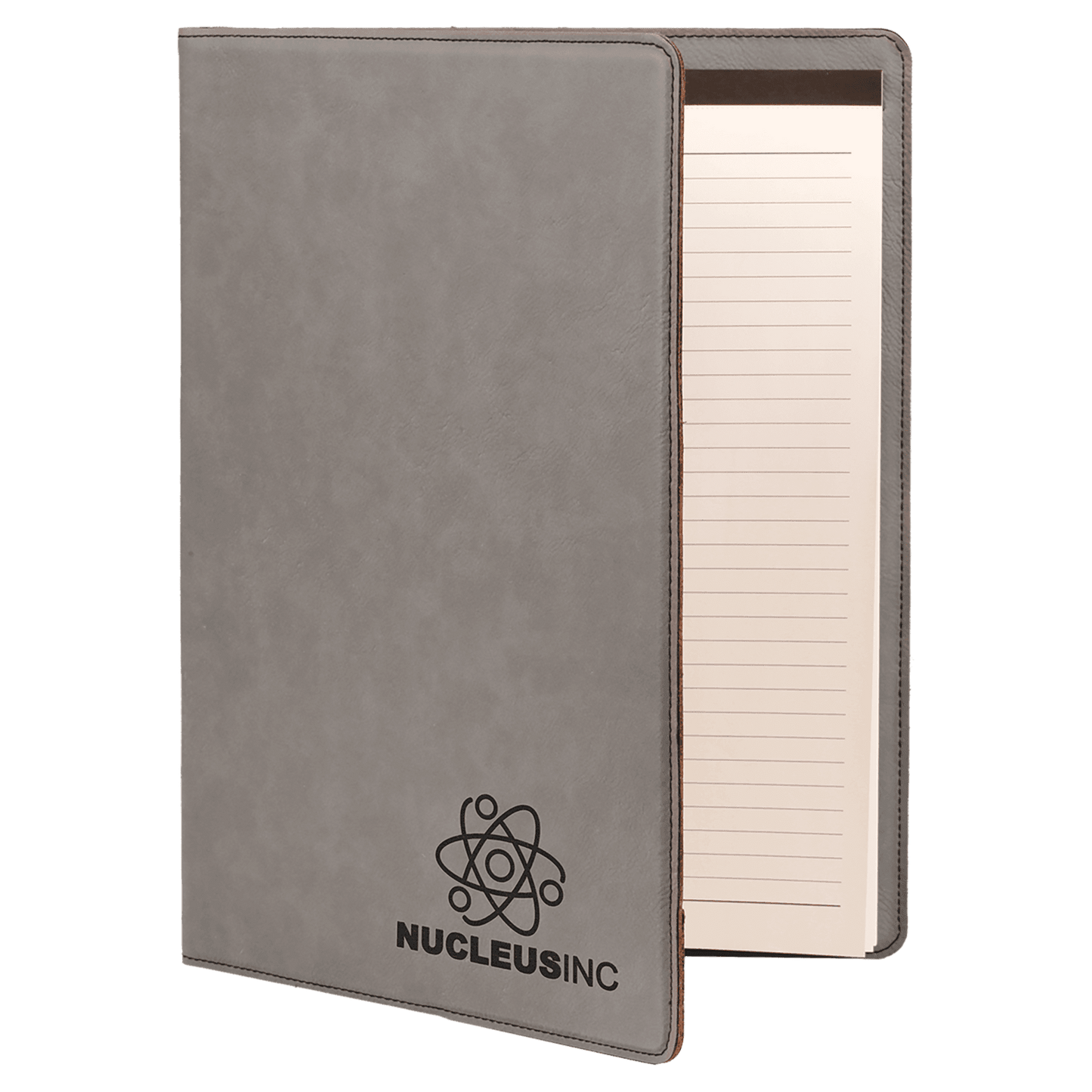 Gray 9 1/2" x 12" laser engravable leatherette portfolio notepad professional gift